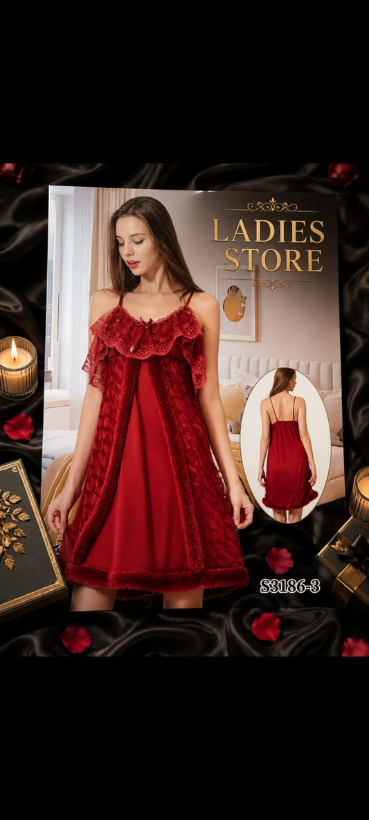 Luxury Red Lace Night Dress