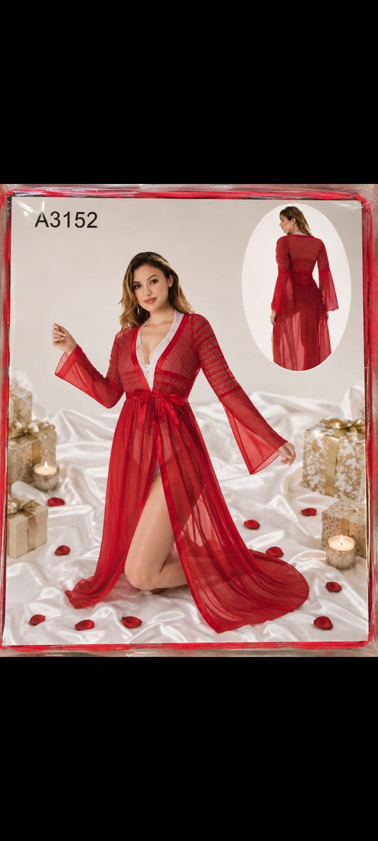 Luxury Red Sheer Robe